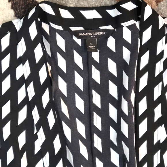 Banana Republic Moroccan Plus Size Cardigan B&W Print Women’s Sz L Kimono - Picture 6 of 11